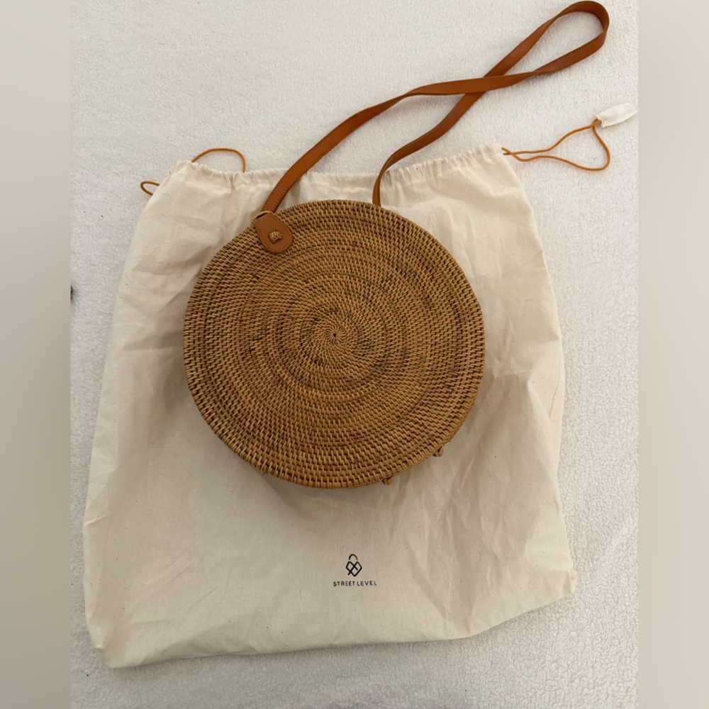 Street Level Woven Brown Crossbody Bag
